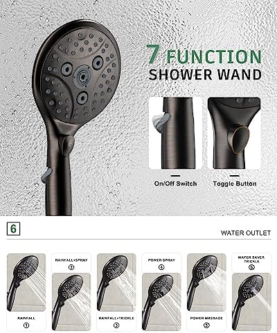 SunCleanse - Showers Set - Oil-Rubbed Bronze - 7-Setting Spray - Rain Shower Head