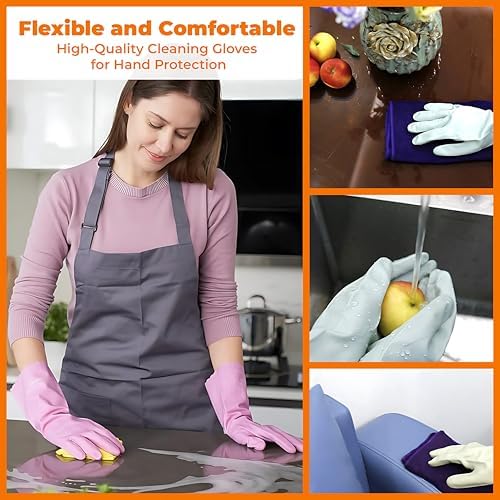Reusable Kitchen Gloves Premium Rubber Gloves for Cleaning Bleaching and More