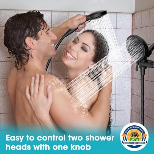 Dual Handheld Shower Head Combo with 80 Inch Hose and 6 Settings