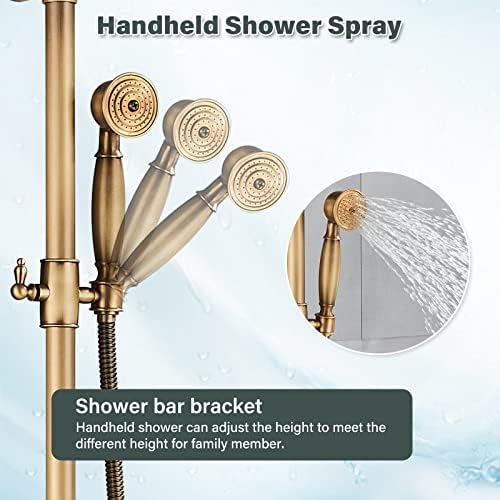 Customizable antique brass bathroom shower faucet system set