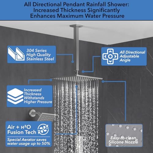 VANFOXLE 4 Modes Shower Faucet Set Brushed Nickel