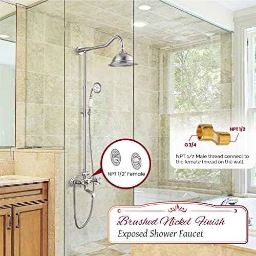 Gotonovo 8-in-1 Luxury Bathtub Shower Faucet with Adjustable Height Brass Finish