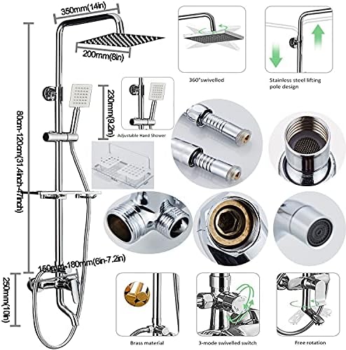 iMeshbean Stainless Steel Silver Shower Faucet Set Wall Mount Triple Function
