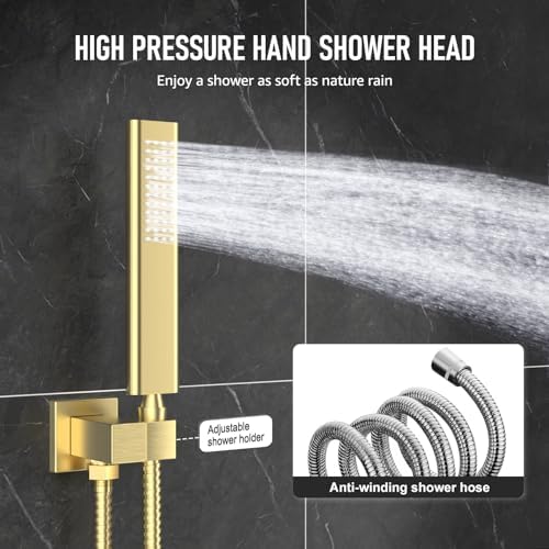 Luxury Bathtub Shower System with 12 Rain shower and Champagne Bronze Set