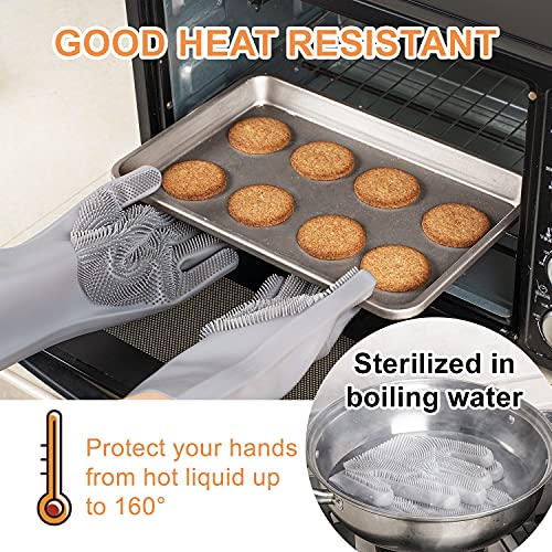 Reusable Silicone Dishwashing Gloves Heat-Resistant Kitchen Bathroom Cleaning