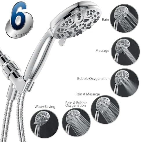 HOPOPRO High-PressureHandheld Shower Head Set with 6 Modes