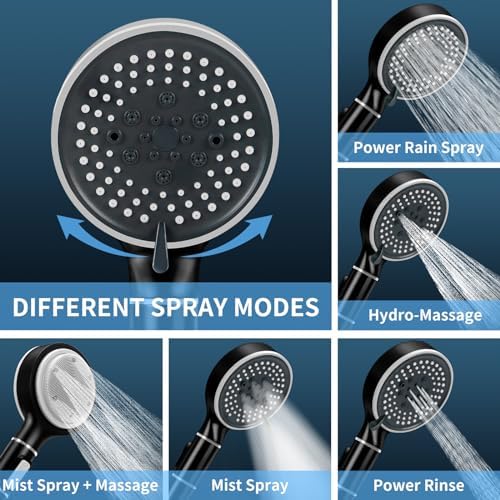 Deuanb High Pressure Detachable Handheld Shower Head 6-Mode 59 Hose