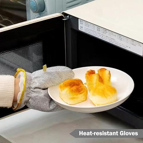Dual Purpose Wire Dishwashing Gloves with Mesh Fabric for Efficient Cleaning