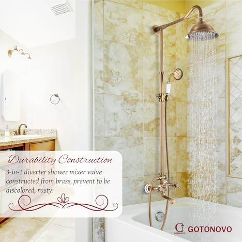 Premium 3-in-1 antique Brass Shower Faucet Set