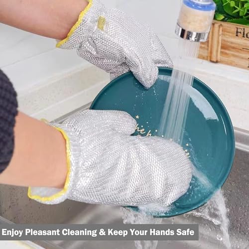 Dual Purpose Wire Dishwashing Gloves with Mesh Fabric for Efficient Cleaning