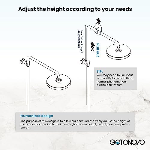 Gotonovo 8 Inch Round Shower Head with 3 Functions and Antique Brass Finish
