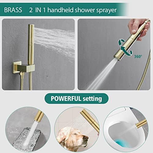 Hoimpro Shower System with Adjustable Slide Bar and Brushed Gold Finish 1