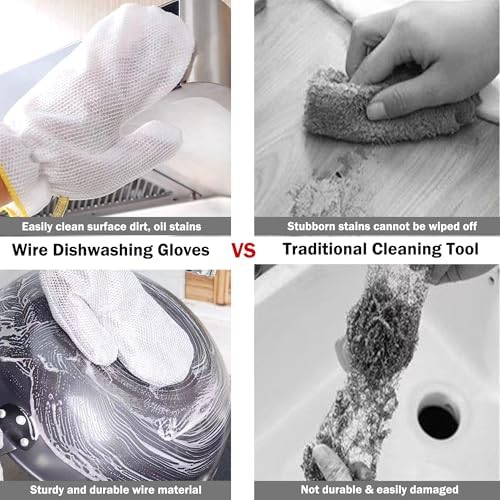 Dual Purpose Wire Dishwashing Gloves with Mesh Fabric for Efficient Cleaning