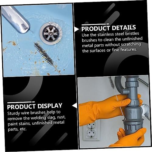 Amosfun Flexible Handle Brush Set 6pcs Stainless Steel Drain Cleaning Tool
