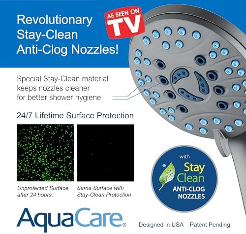 AquaCare 8-Mode Handheld Shower Head with Anti-Clog Technology