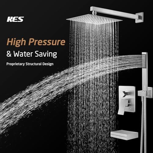 KES Bathtub Faucet Set with Waterfall Spout and Handheld Shower
