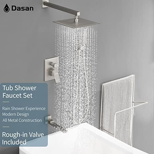 Dasan Complete Tub Shower Faucet Set Versatile Durable Brushed Nickel Design