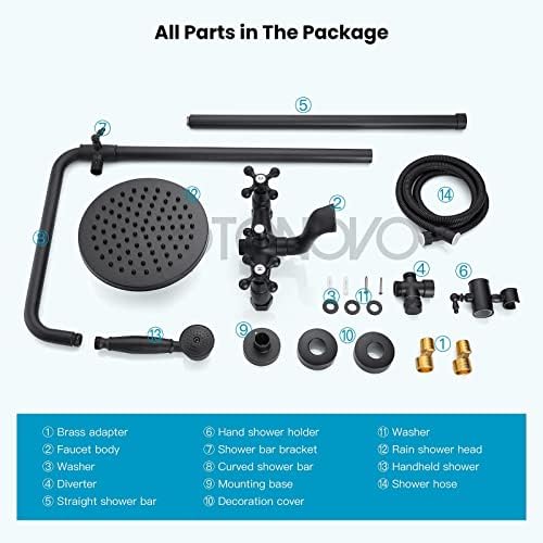 Gotonovo Adjustable Bathroom Faucet Matte Black 8-inch Shower Head
