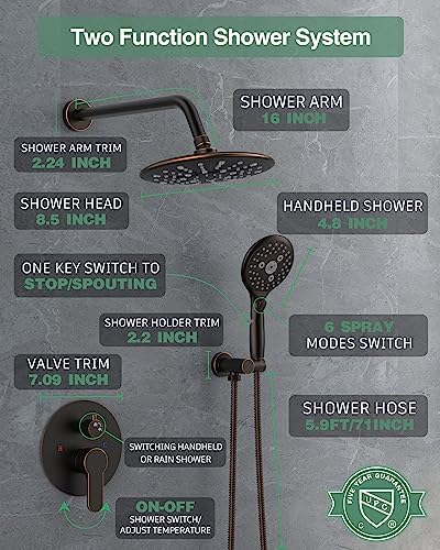 SunCleanse - Showers Set - Oil-Rubbed Bronze - 7-Setting Spray - Rain Shower Head