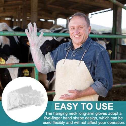 50 Pack Halter Disposable Long Gloves for Veterinary Use and Cleaning