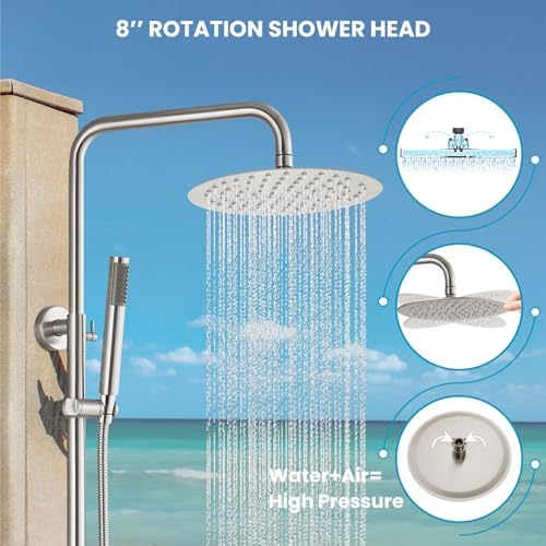 Sturdy Outdoor Shower Combo with Rainfall Handheld Spray
