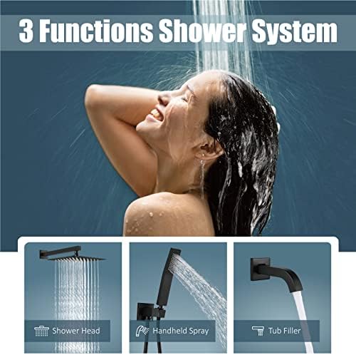 Rainfall Shower System - 3-in-1 Function Matte Black