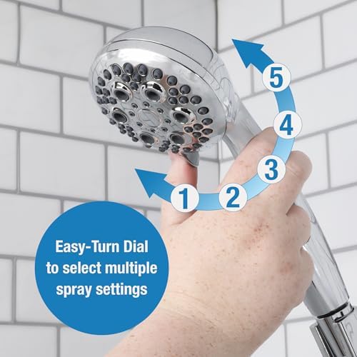 Danco 5 Spray Setting Handheld Shower Head Charming Chrome Hydrodynamic Design
