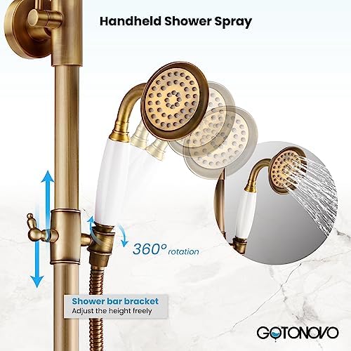 Luxury antique brass rainfall shower head for bathroom - waterproof durable