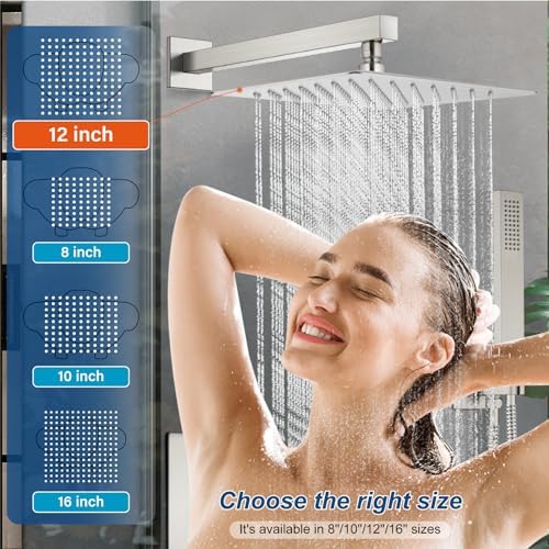 Midanya Rain Shower System 12 Square Brushed Nickel