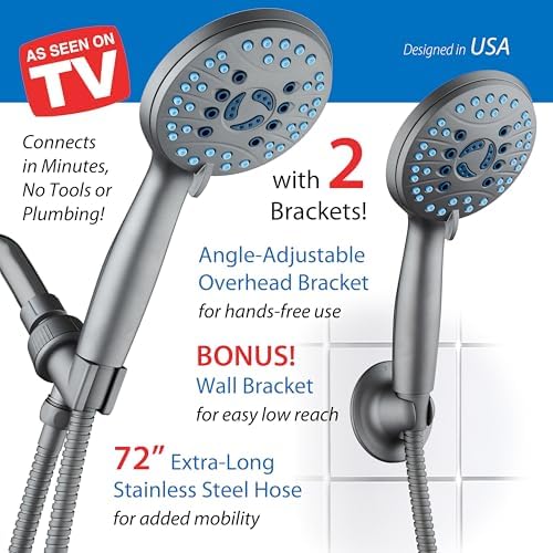 AquaCare 8-Mode Handheld Shower Head with Anti-Clog Technology
