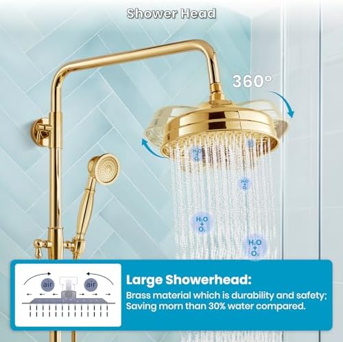 Elegant Gold-Plated Exposed Shower Faucet Set