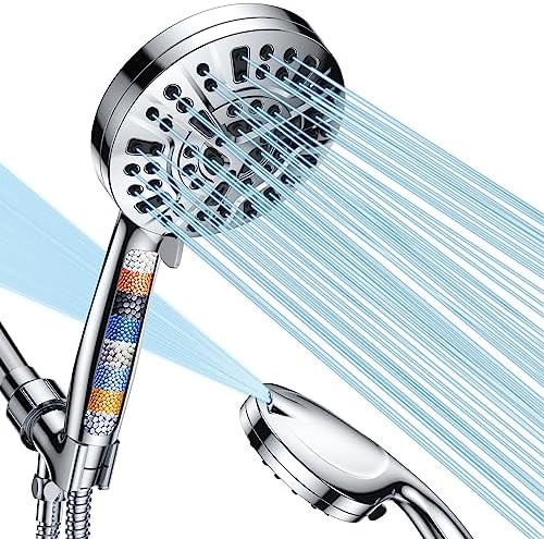 Wall-Mounted Chrome-Covered Round Shower Head with 10-Mode Anti-Clog Design