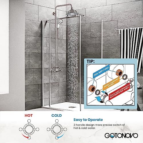 Gotonovo Brushed Nickel 8-inch Rainfall Shower Faucet Set