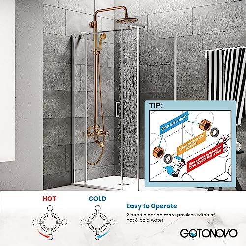 Gotonovo Antique Brass Wall Mounted Shower System