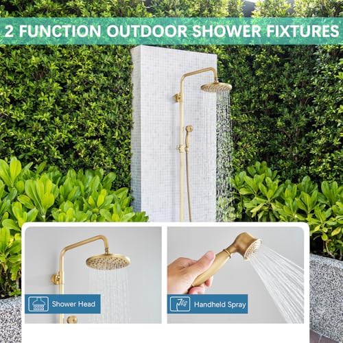 MOSSON Antique Brass Shower System Durable Stylish Outdoor Bathroom Fixtures