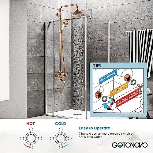 Gotonovo 3-in-1 Shower Faucet - 8 inch Rainfall with Tub Spray