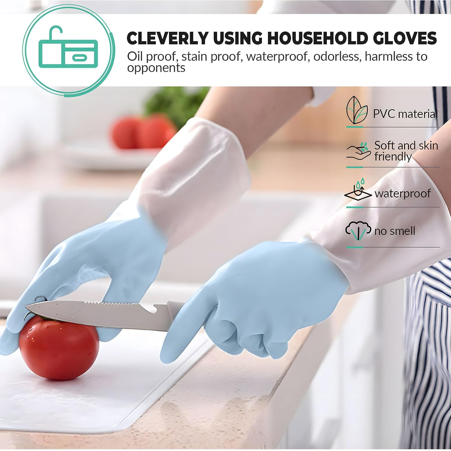 GJV 1-Pair Reusable Kitchen Gloves Multi-Purpose Writing Cleaning and Pet Care Gloves
